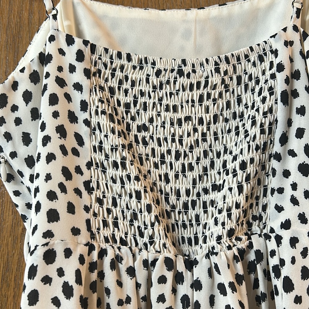 GB Medium Juniors Strappy White Cream Polka Dot Dress Mini Dress - Picture 7 of 16